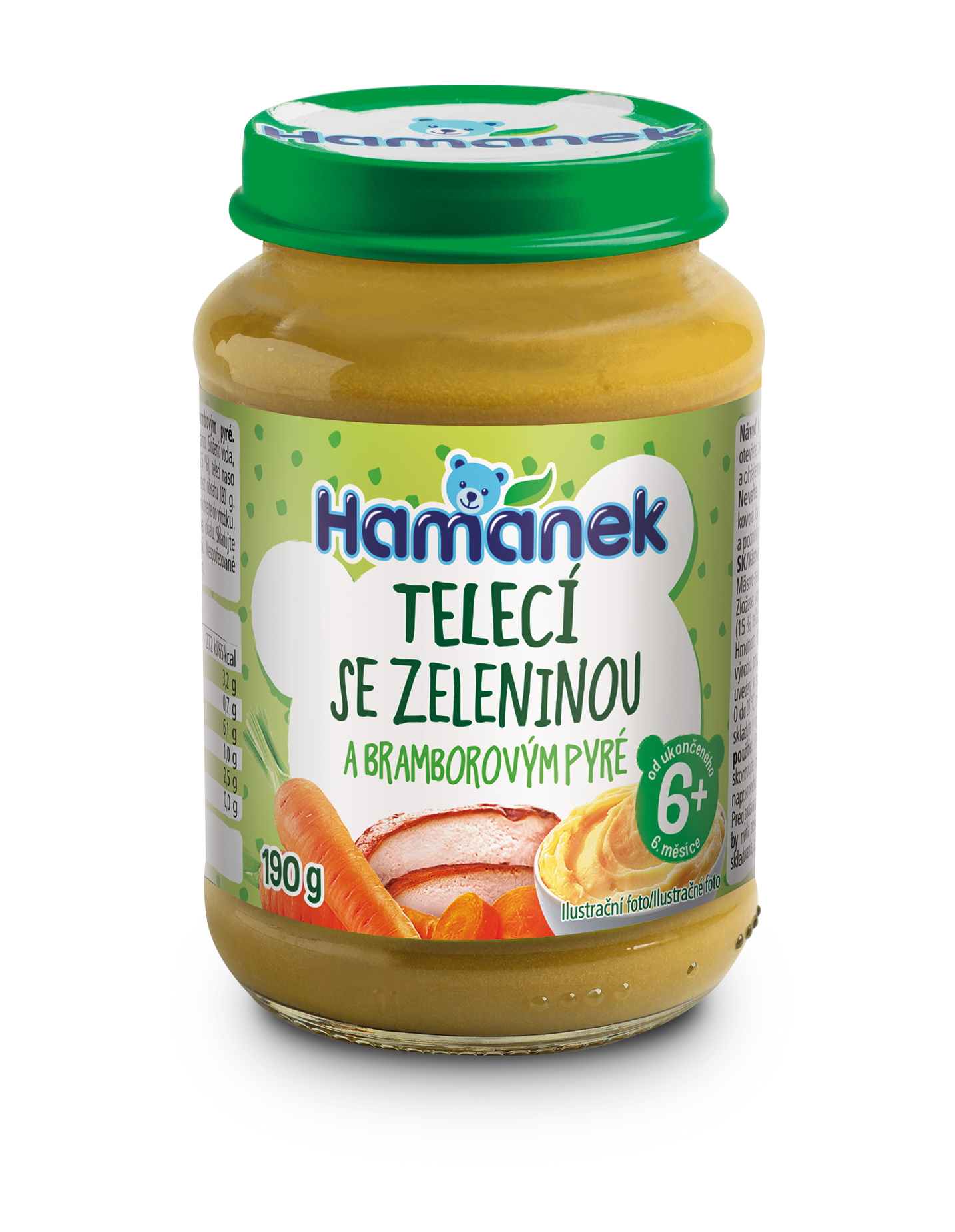 Hamánek Teľacie so zeleninou a zemiakovým pyré 6m+ (190 g)
