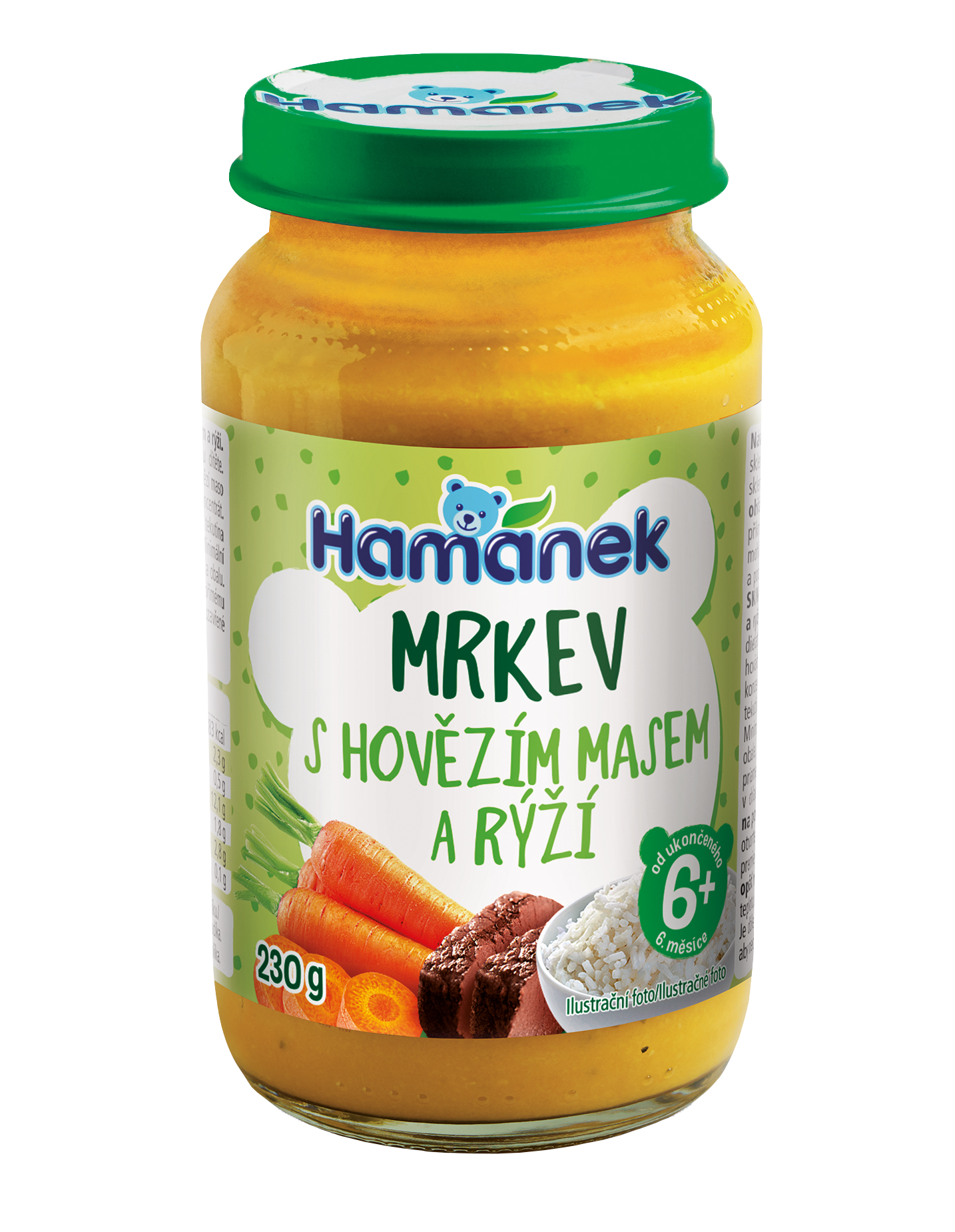 Hamánek Mrkva s hovädzím mäsom a ryžou 6m+ (230 g)