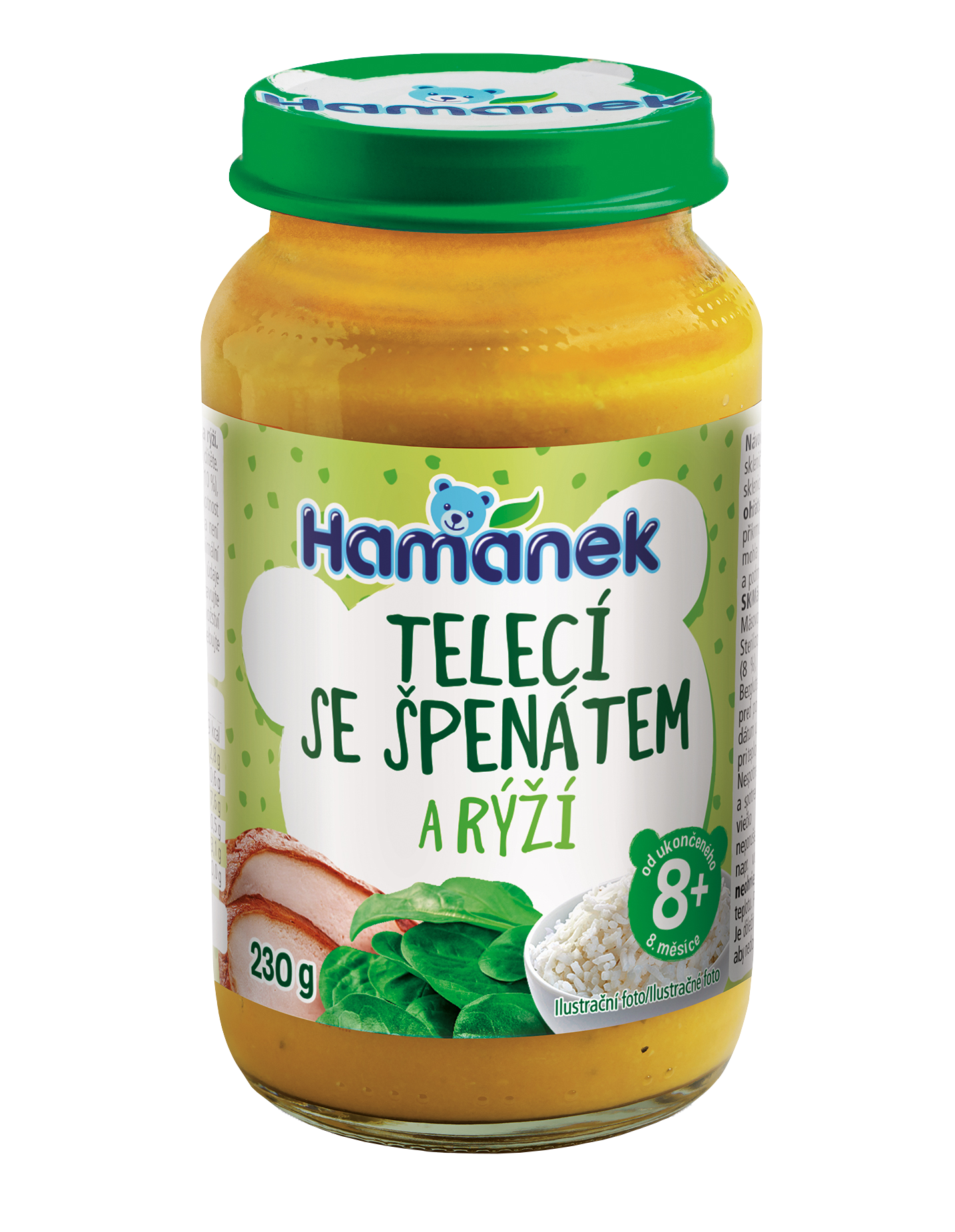 Hamánek Teľacie so špenátom a ryžou 8m+ (230 g)