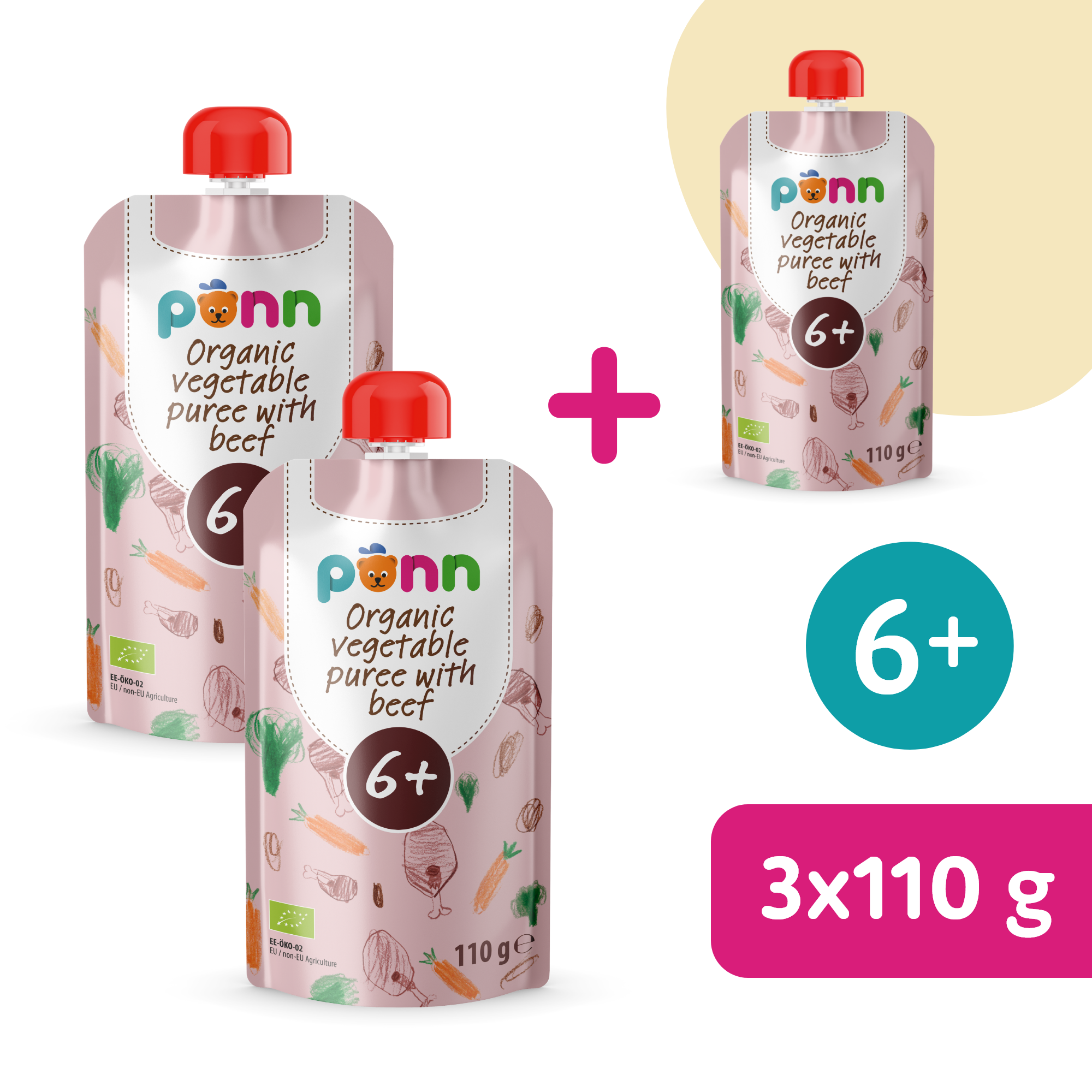 2+1 ZADARMO: SALVEST Põnn BIO Hovädzie mäso so zeleninovým pyré (110 g)