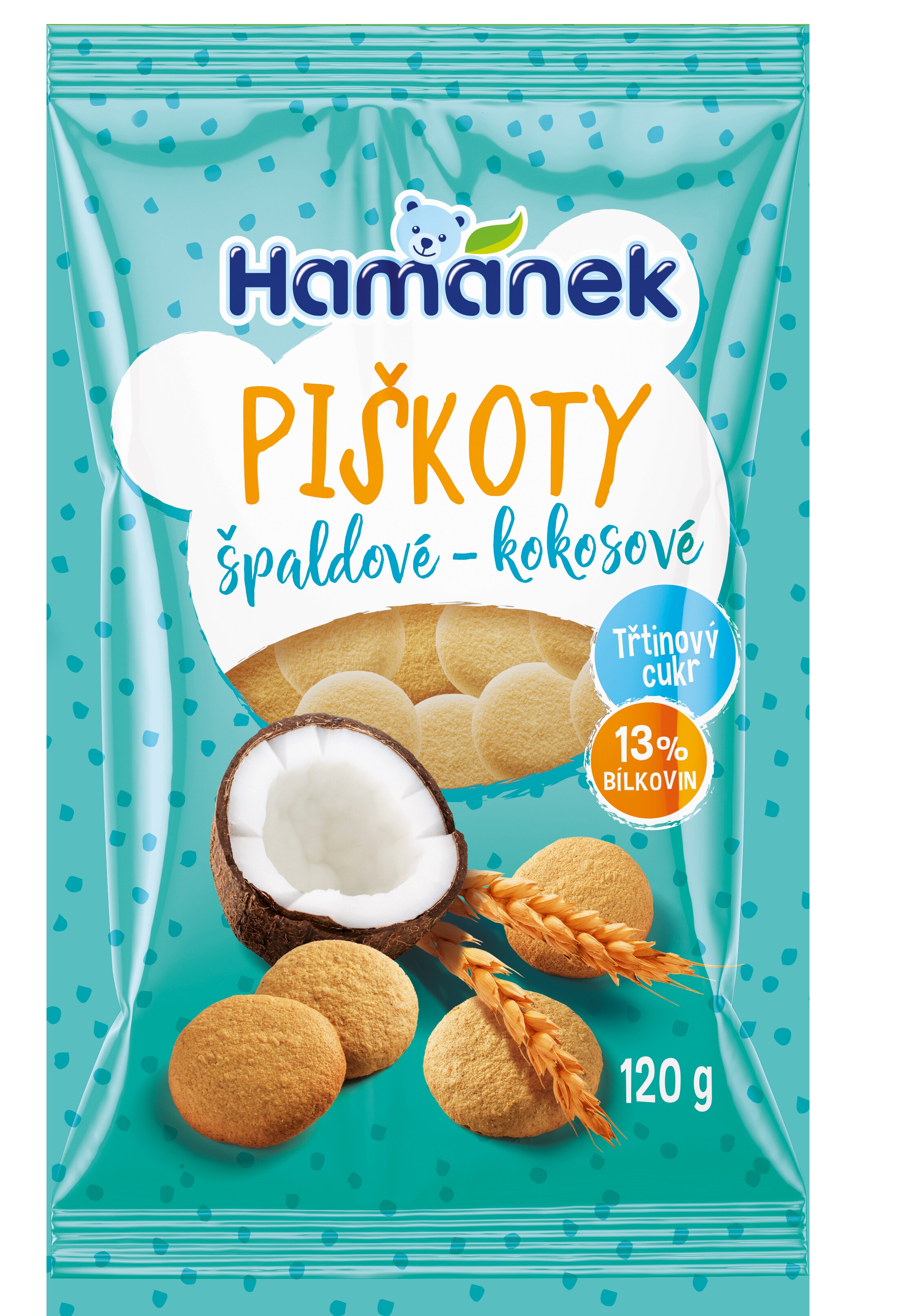 Špaldové piškóty Hamánek s kokosom (120 g)