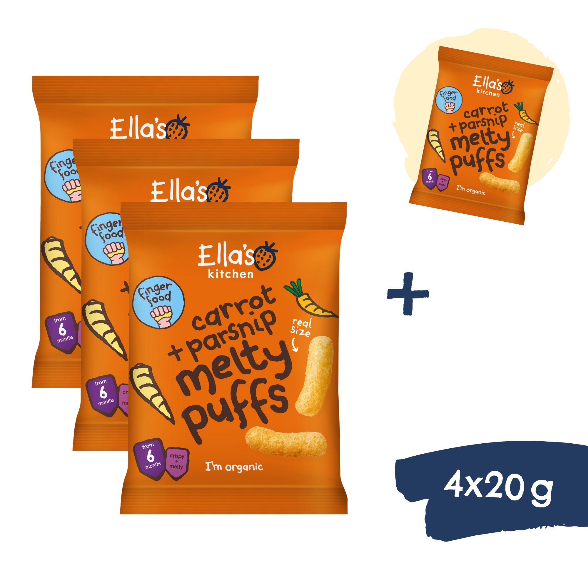 3+1 ZADARMO: Ella's Kitchen BIO Chrumky mrkva a paštrnák (20 g)