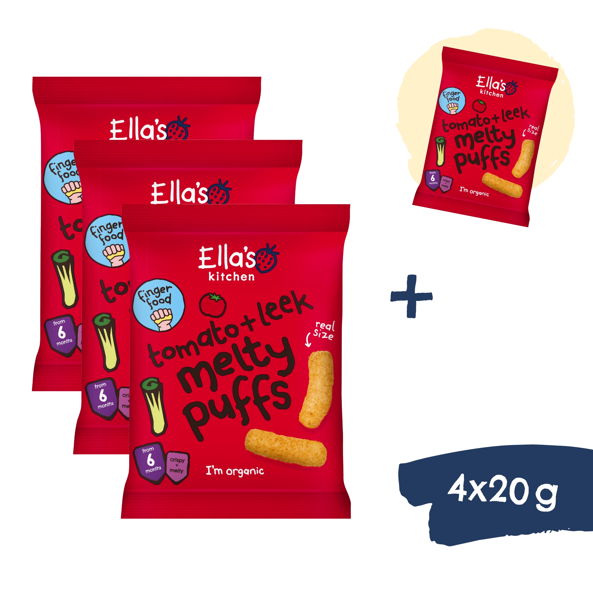 3+1 ZADARMO: Ella's Kitchen BIO Chrumky paradajka a pór (20 g)