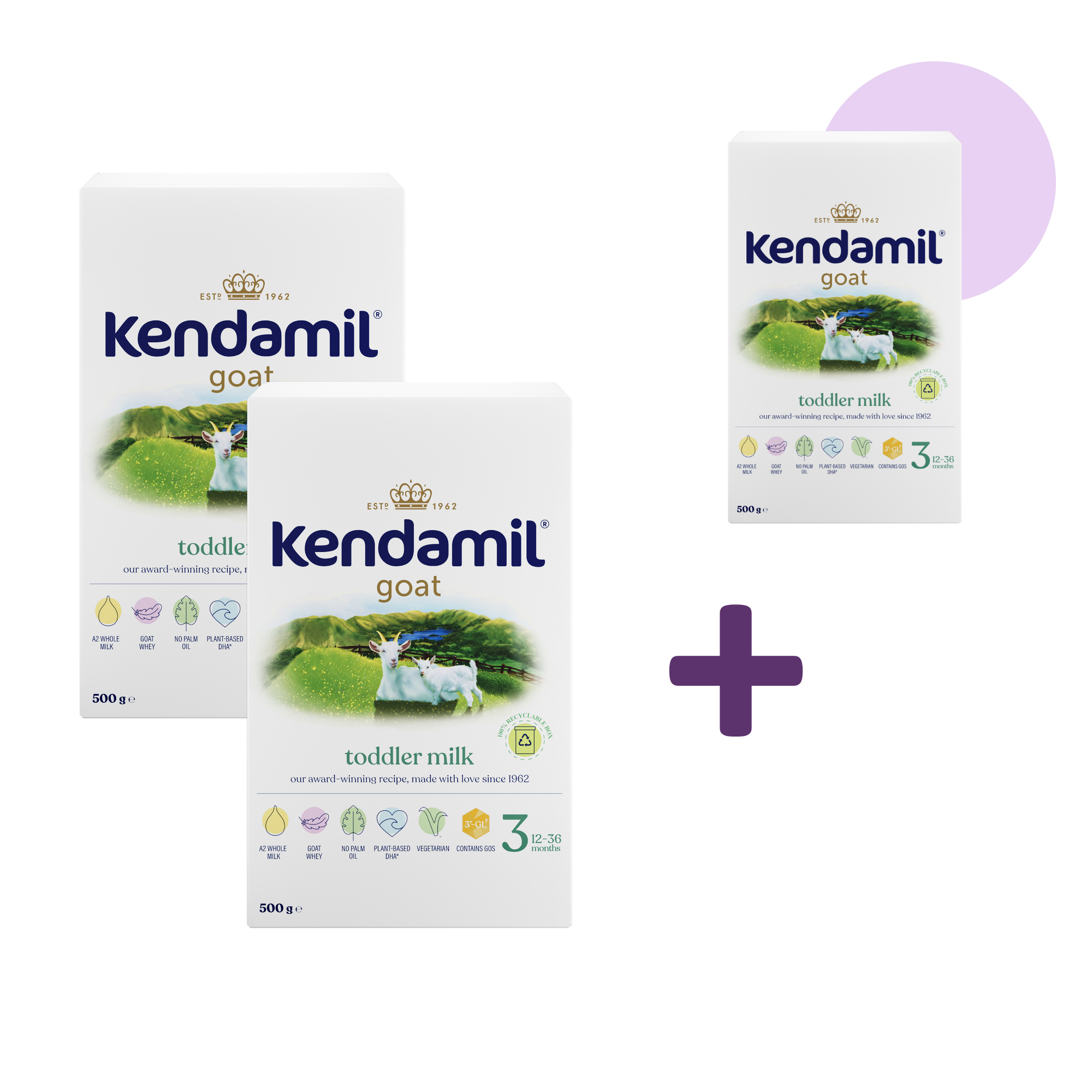 2+1 ZADARMO Kendamil Kozie batoľacie mlieko 3 (500 g)