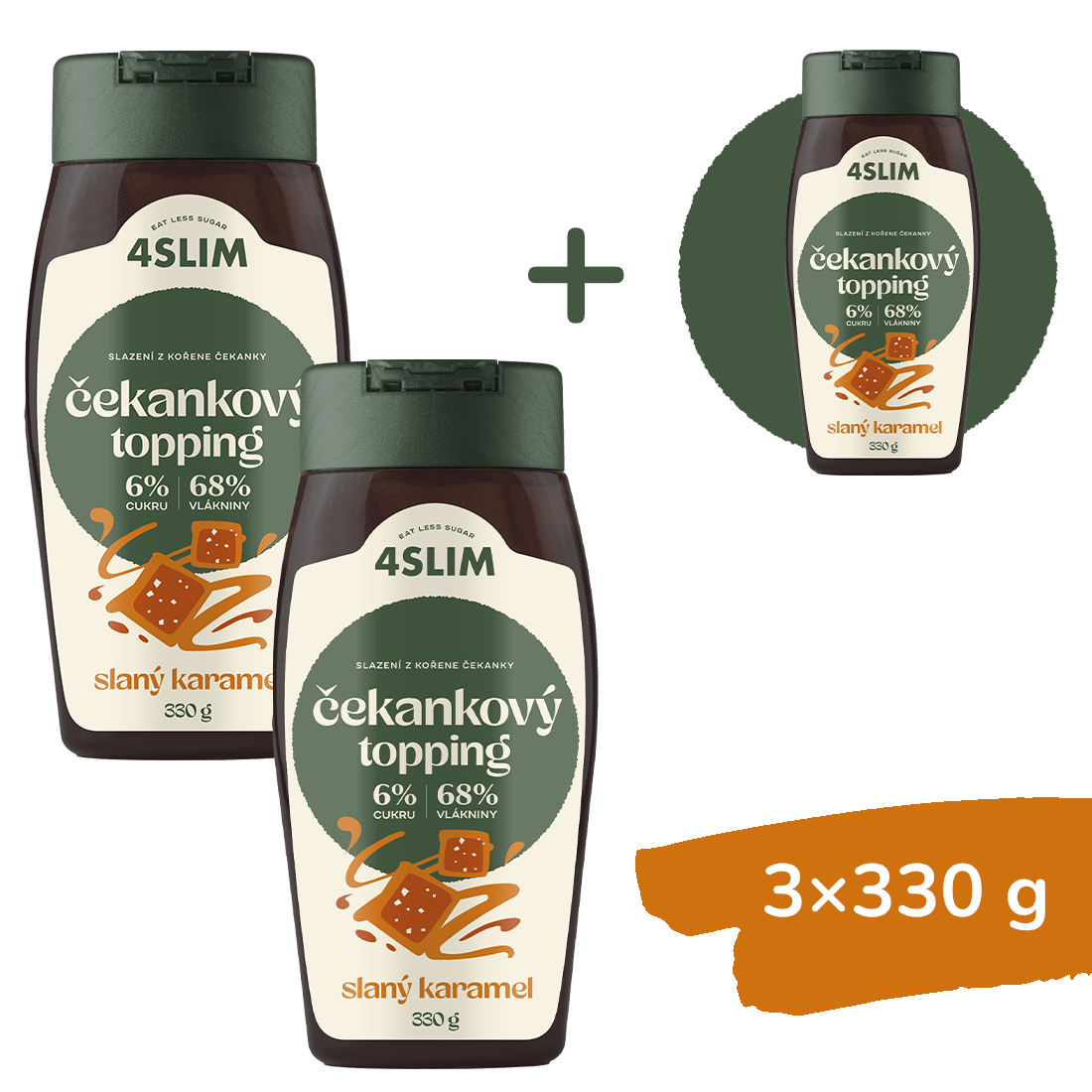 2+1 ZADARMO: 4Slim Čakankový topping slaný karamel (3x330 g)