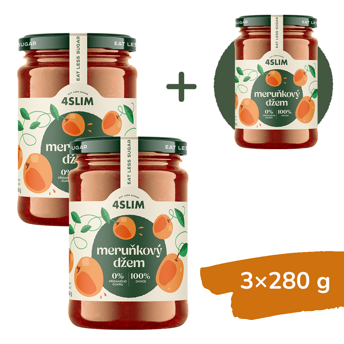 2+1 ZADARMO: 4Slim 100% džem marhuľový (3x280 g)