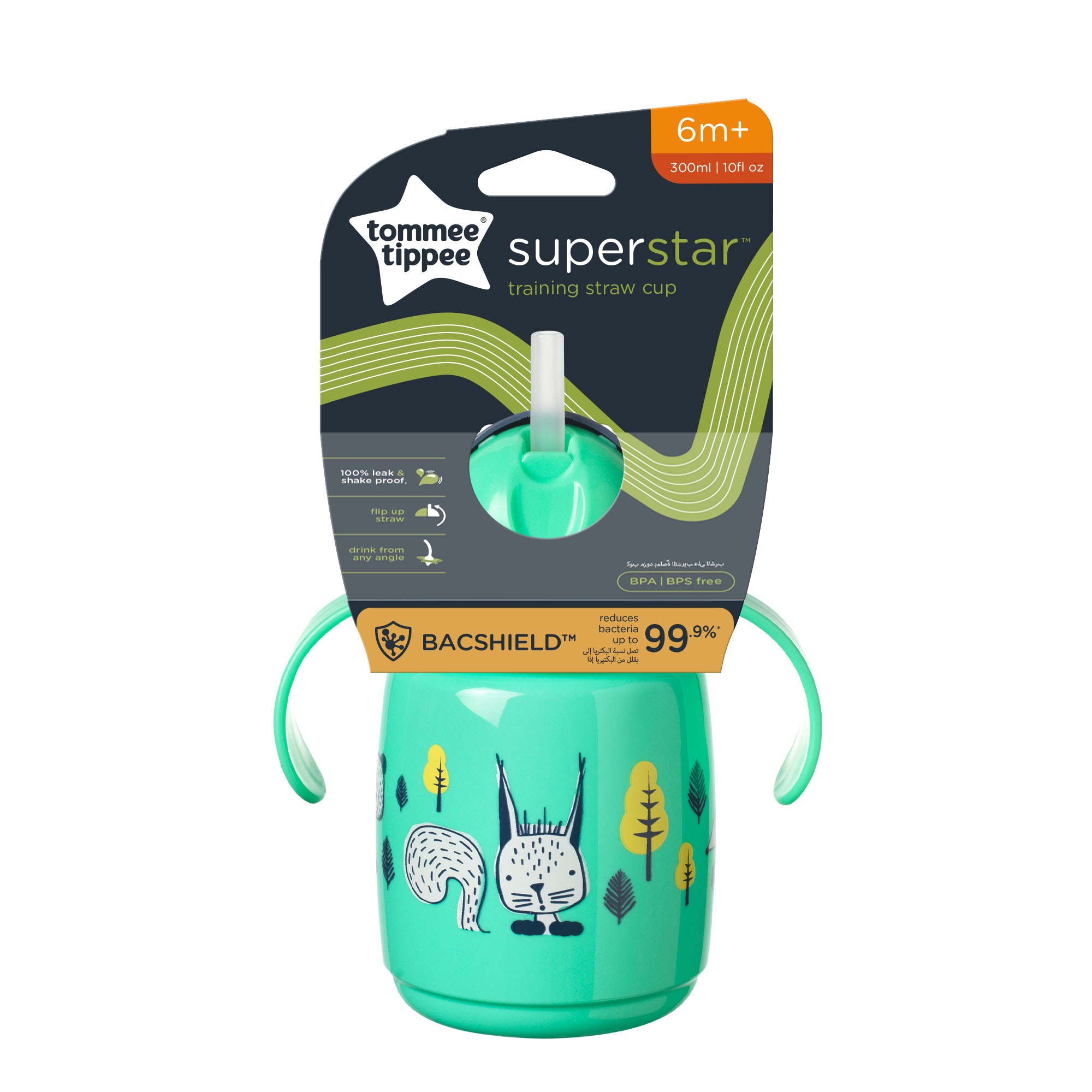 Tommee Tippee Superstar Netečúci hrnček 300 ml 6m+, zelený
