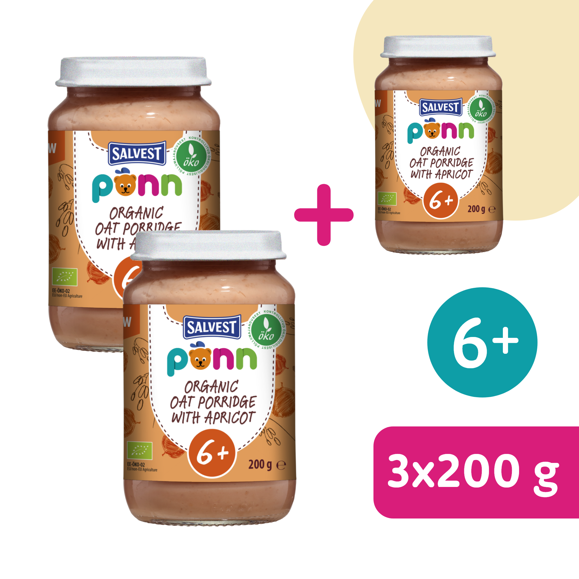 2+1 ZADARMO: SALVEST Põnn BIO Marhule s ovsenými vločkami (200 g)