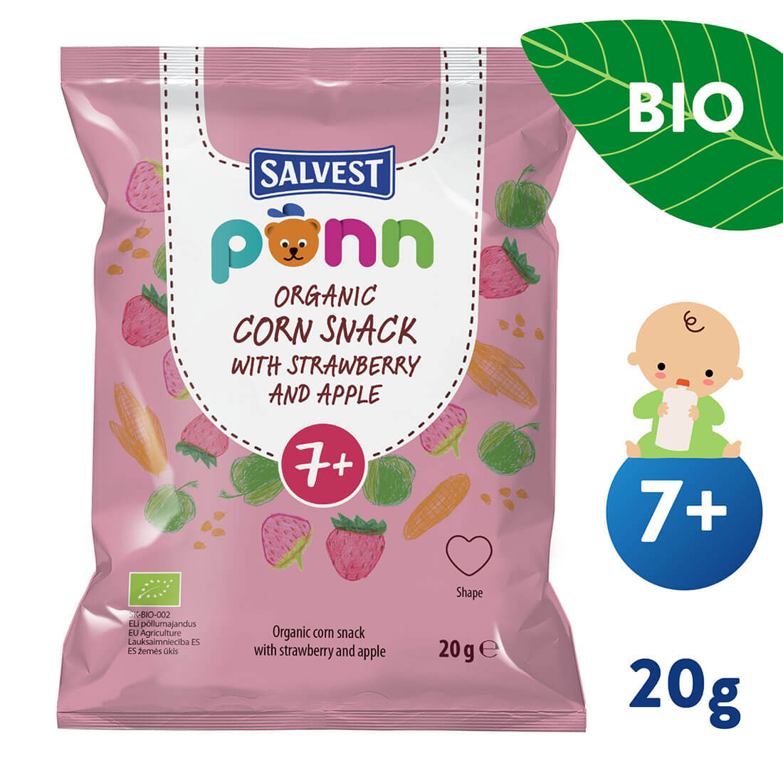 SALVEST Põnn BIO Chrumky jahodové 20 g