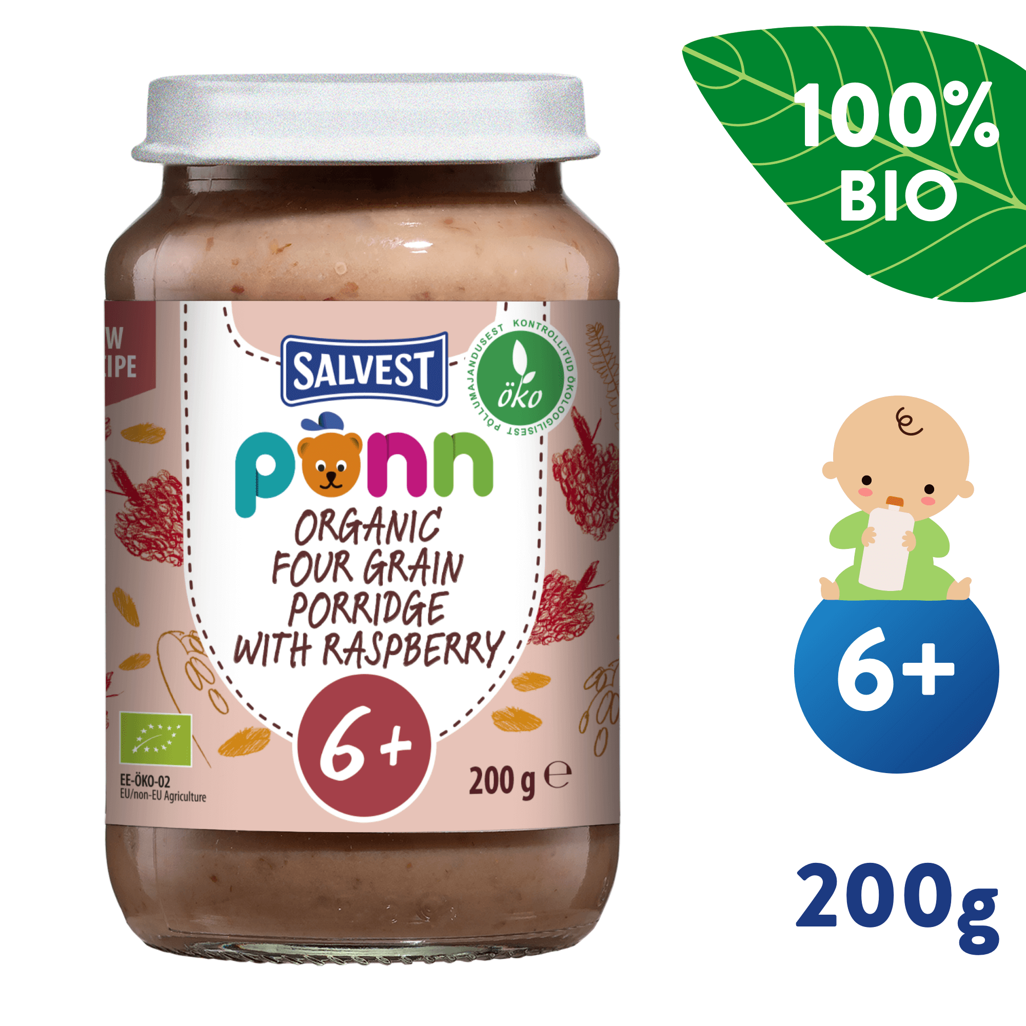SALVEST Põnn BIO Maliny s cereáliami (200 g)