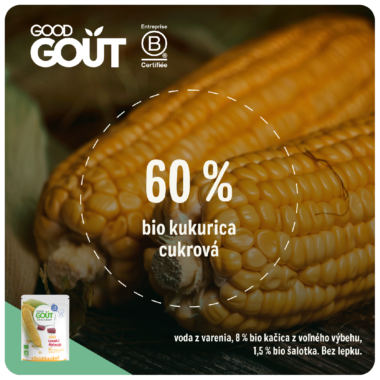 E-shop Good Gout BIO Kukurica s kačacím mäsom (190 g)