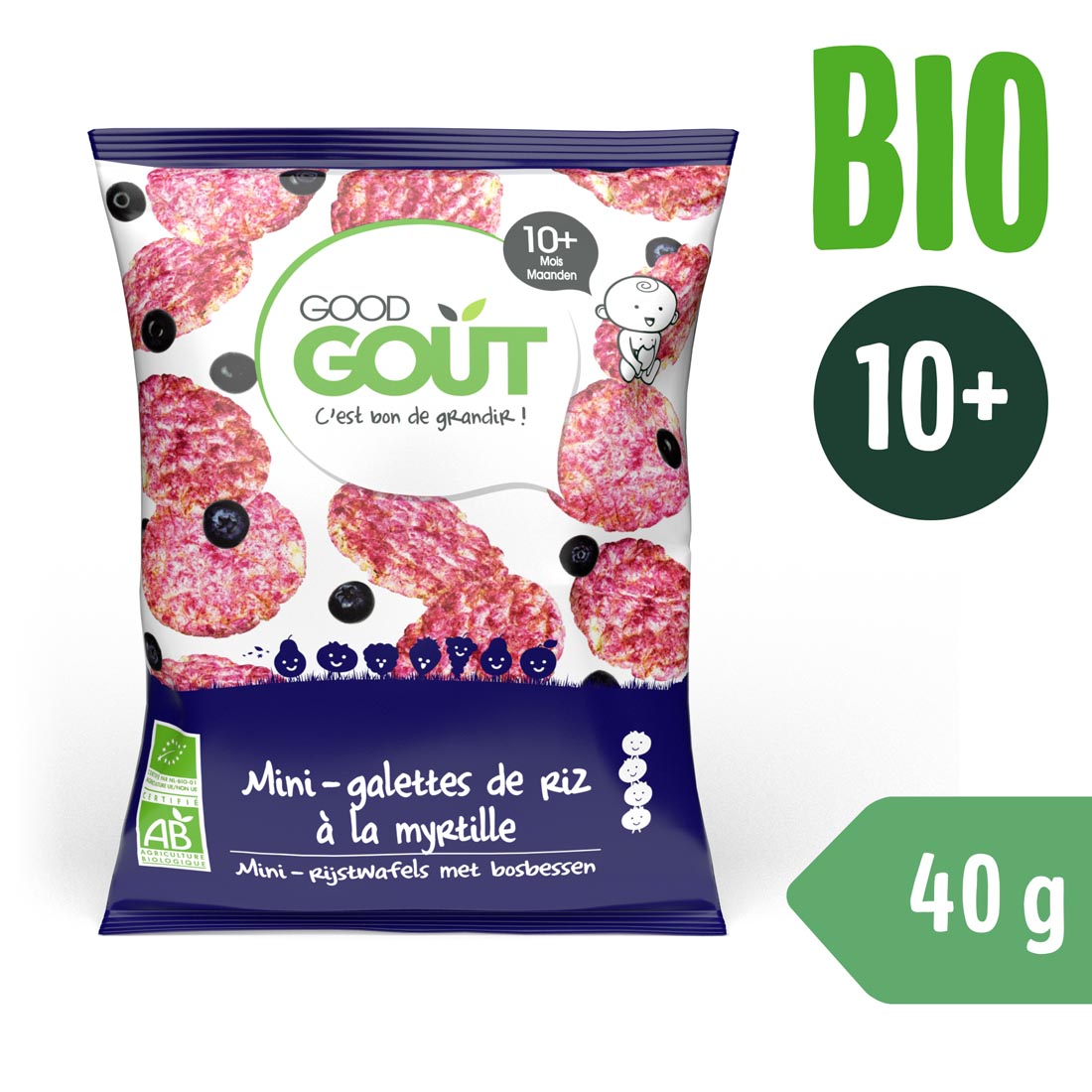 E-shop Good Gout BIO Mini ryžové koláčiky s čučoriedkami (40 g)