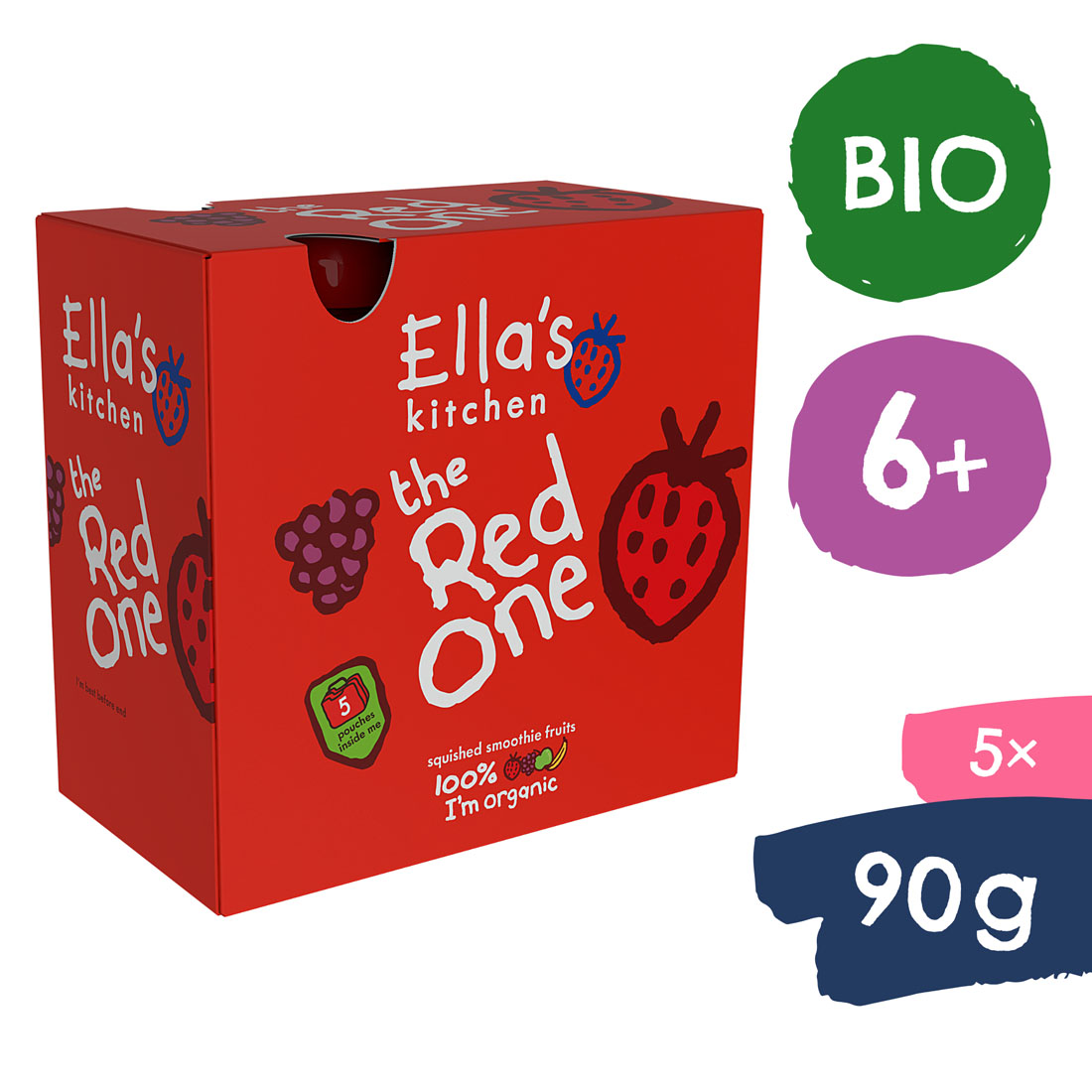 E-shop Ella's Kitchen BIO RED ONE ovocné pyré s jahodami (5x90 g)