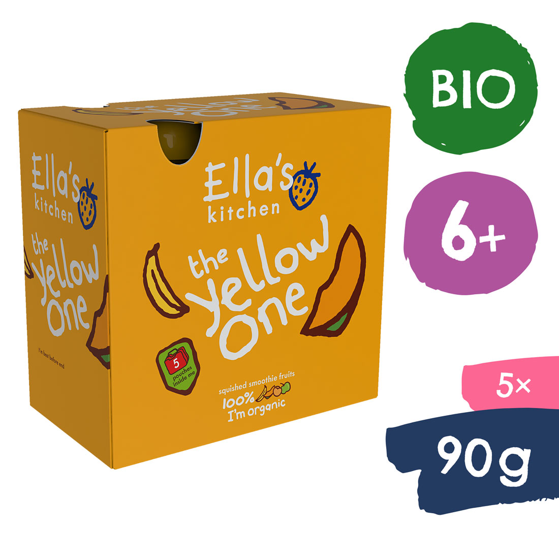 E-shop Ella's Kitchen BIO YELLOW ONE Ovocné pyré s banánom (5x90 g)