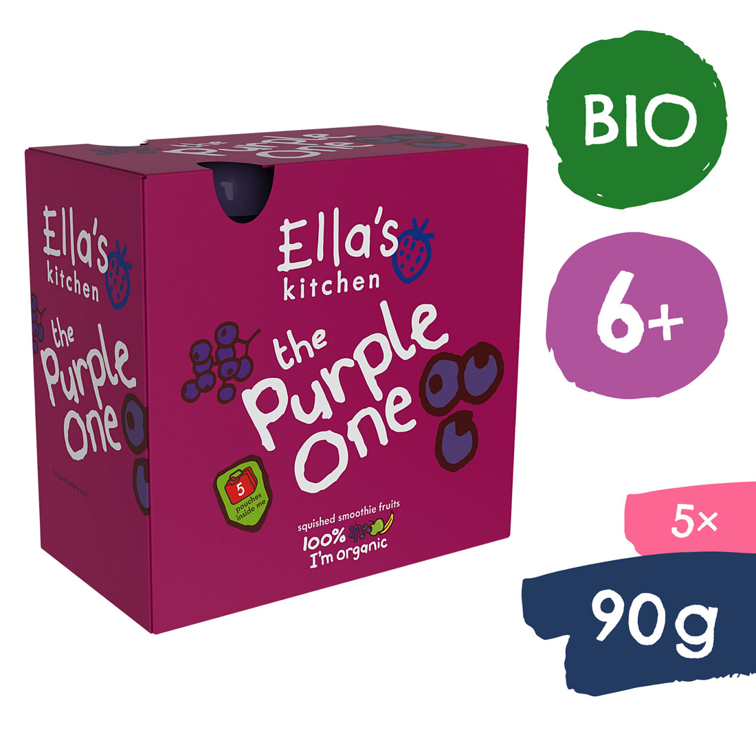 E-shop Ella's Kitchen BIO PURPLE ONE ovocné pyré s čiernymi ríbezľami (5x90 g)
