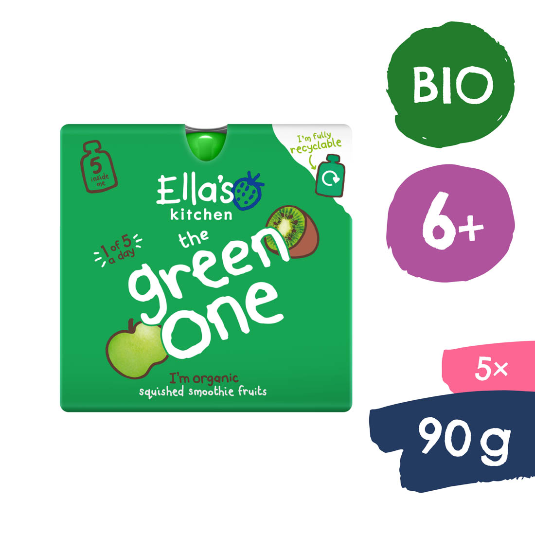 Ella's Kitchen BIO GREEN ONE Kivi s jablkom a banánom (5x90 g)