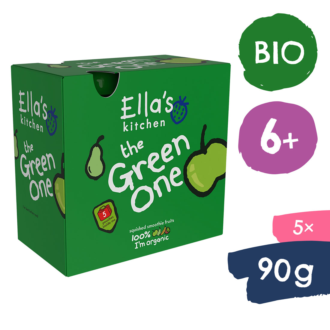 E-shop Ella's Kitchen BIO GREEN ONE Kivi s jablkom a banánom (5x90 g)