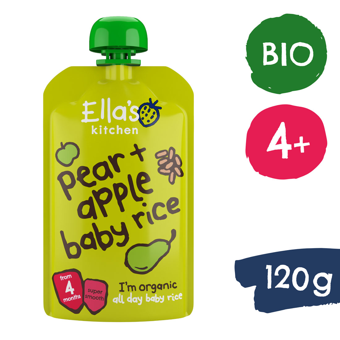 E-shop Ella's Kitchen BIO Detská ryža, hruška a jablko (120 g)