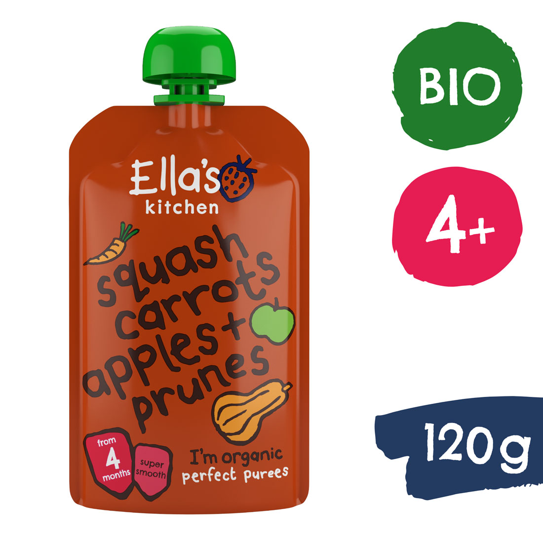 E-shop Ella's Kitchen BIO Tekvica, mrkva, jablko a slivka (120 g)