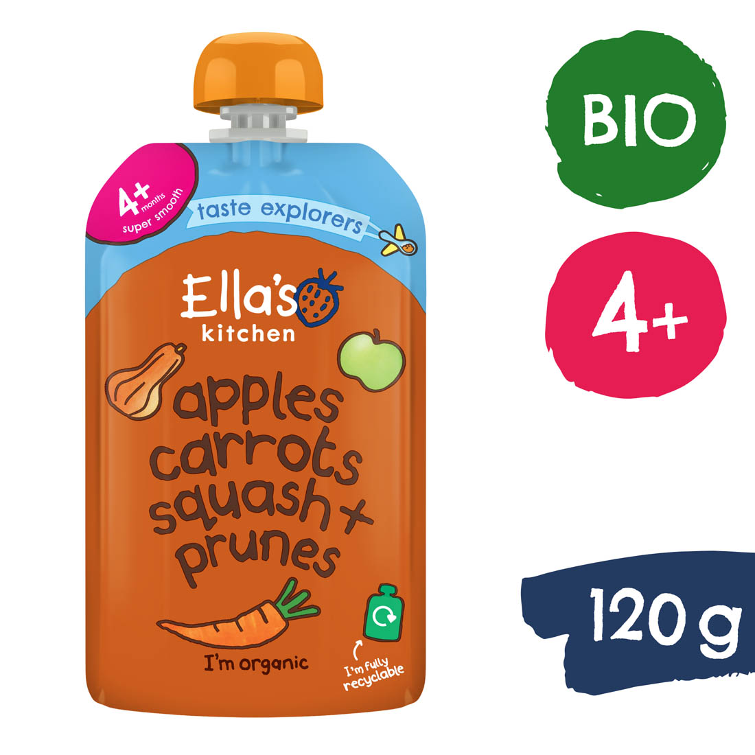 Ella's Kitchen BIO Tekvica, mrkva, jablko a slivka (120 g)