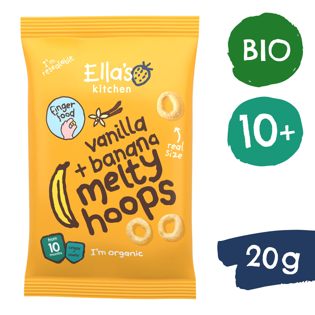 E-shop Ella's Kitchen BIO Chrumkavé krúžky s banánom a vanilkou (20 g)