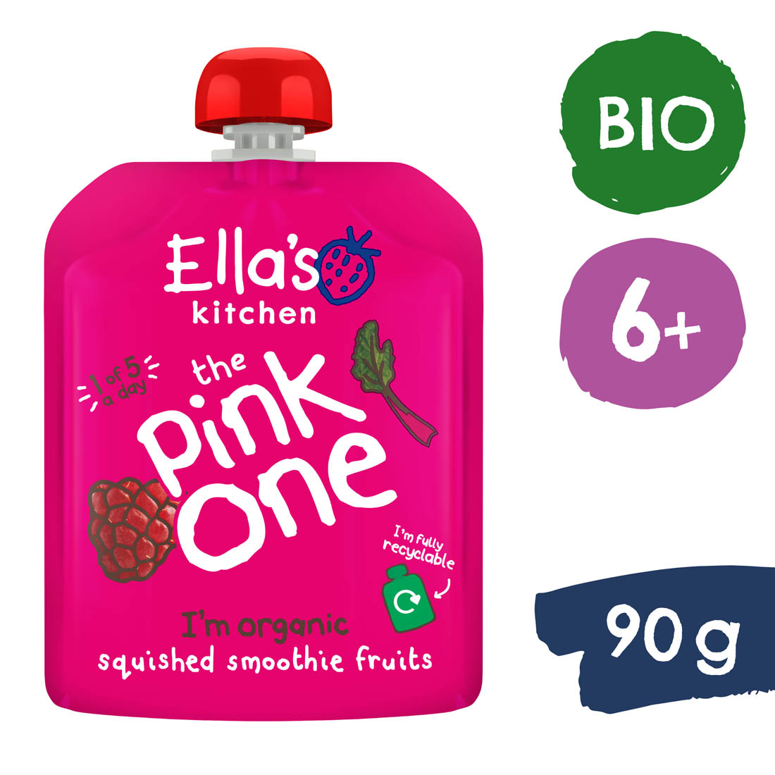 Ella's Kitchen BIO PINK ONE ovocné smoothie s rebarborou (90 g)