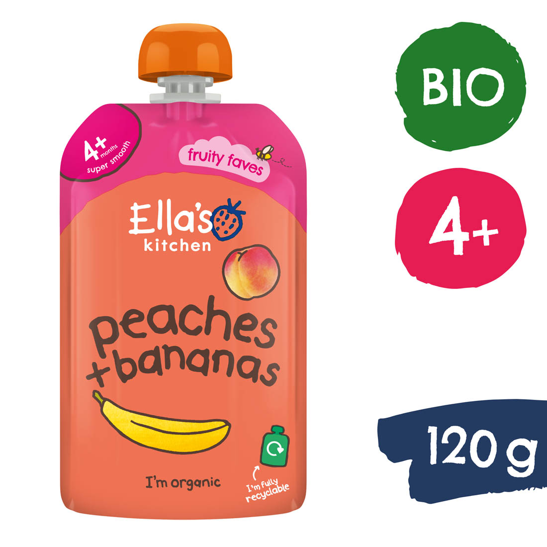 Ella's Kitchen BIO Banán s broskyňou (120 g)