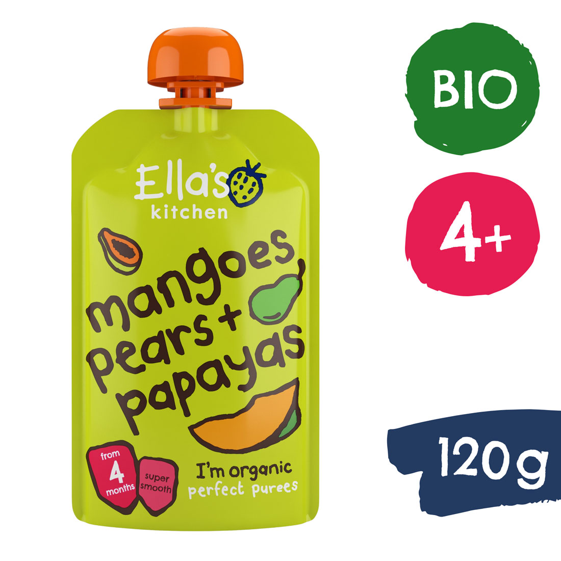 E-shop Ella's Kitchen BIO Mango, hruška a papája (120 g)