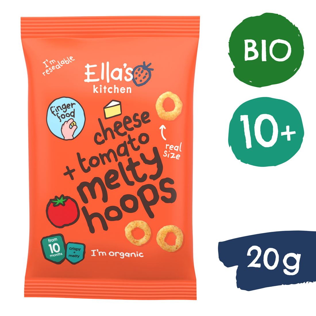 E-shop Ella's Kitchen BIO Chrumkavé krúžky so syrom a s paradajkami (20 g)