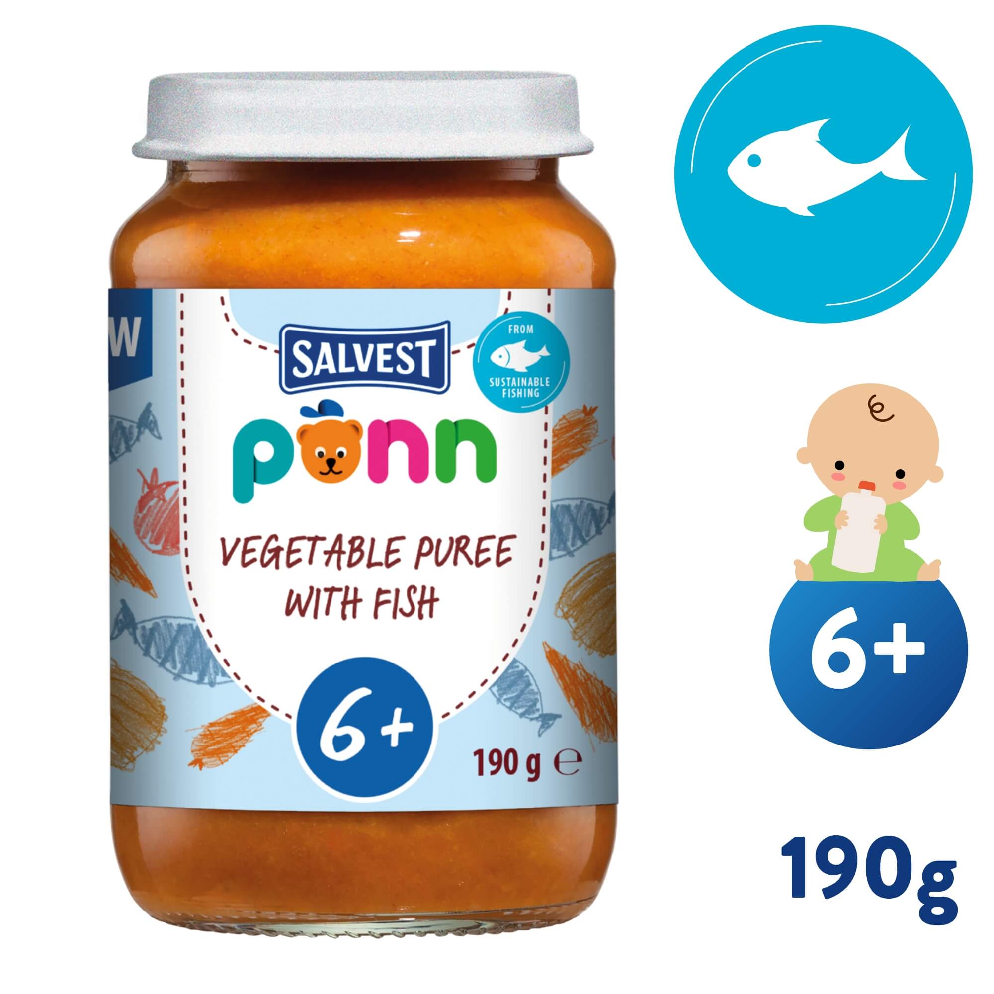 Salvest PÕNN Treska so zeleninovým pyré (190 g)