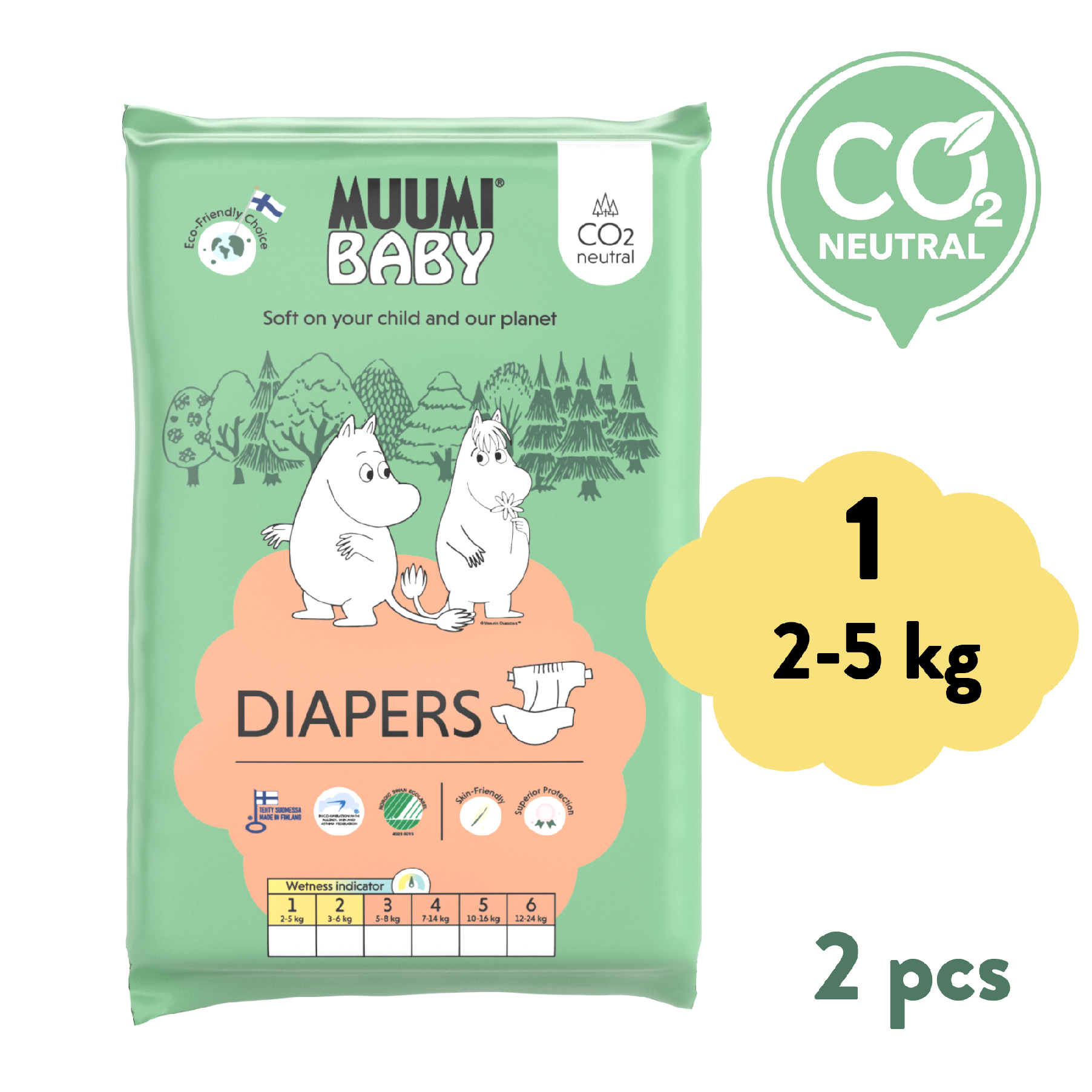 E-shop Muumi Baby 1 Newborn 2–5 kg (2 ks), eko plienky