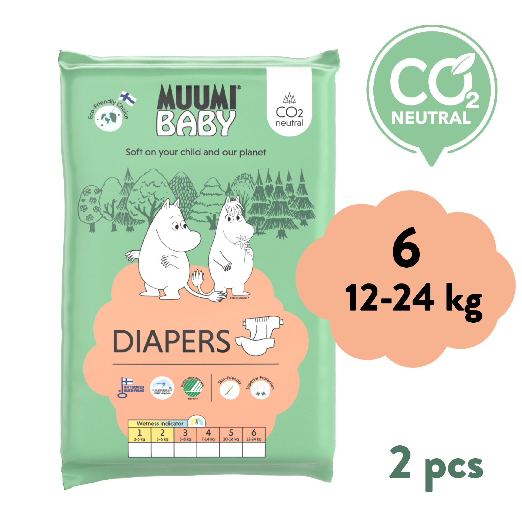 E-shop Muumi Baby 6 Junior 12-24 kg (2 ks), eko plienky