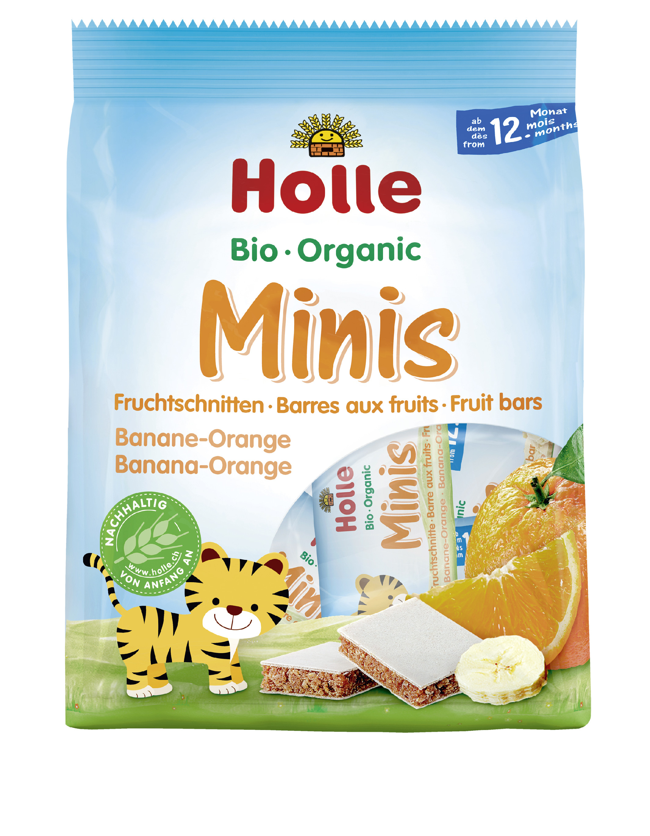 Holle BIO Minis banánové s pomarančom (8× 12,5 g)