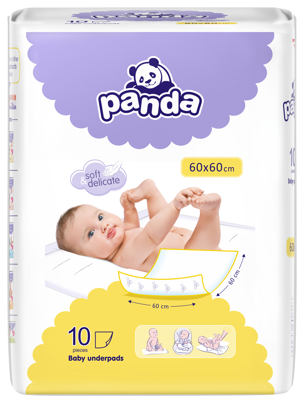 Panda Detské prebaľovacie podložky 60 × 60 cm (10 ks)