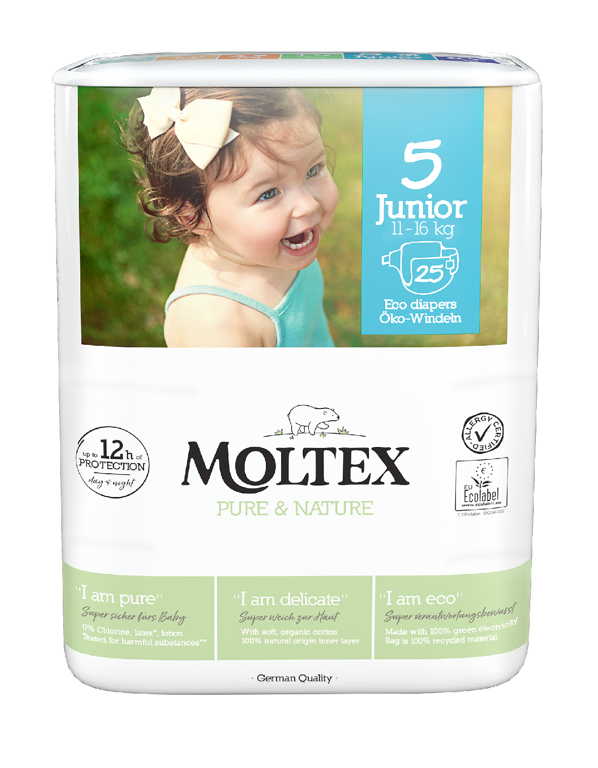 Moltex Pure & Nature Junior 11–16 kg (25 ks), eko plienky