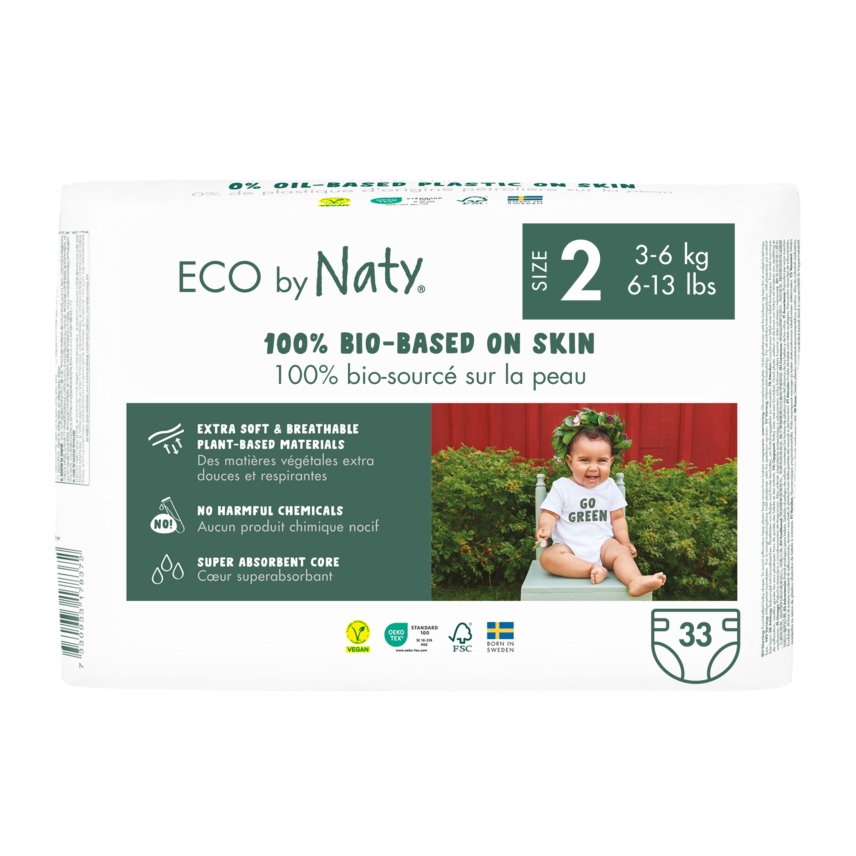 Eco by Naty Mini 3–6 kg (33 ks), eko plienky