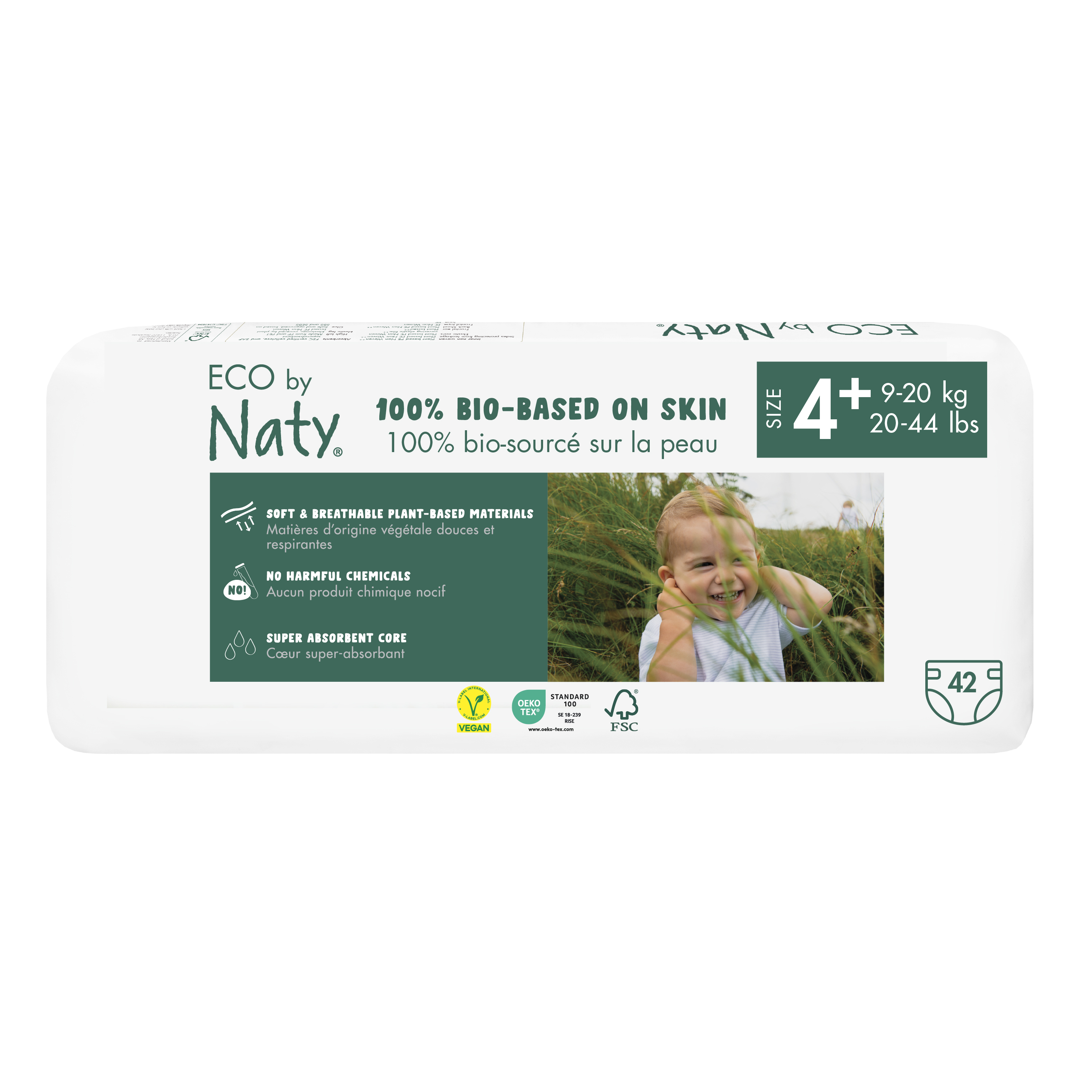 Eco by Naty Maxi+ 9–20 kg (42 ks), eko plienky
