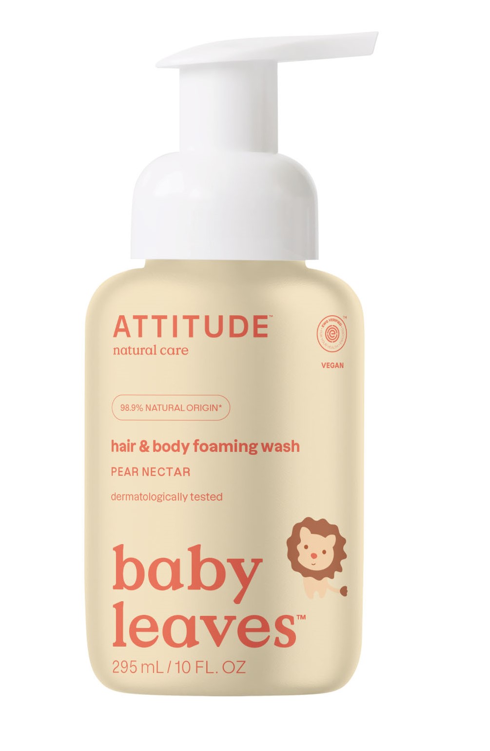 Attitude Baby leaves Detská umývacia pena s vôňou hruškovej šťavy 2v1 (295 ml)
