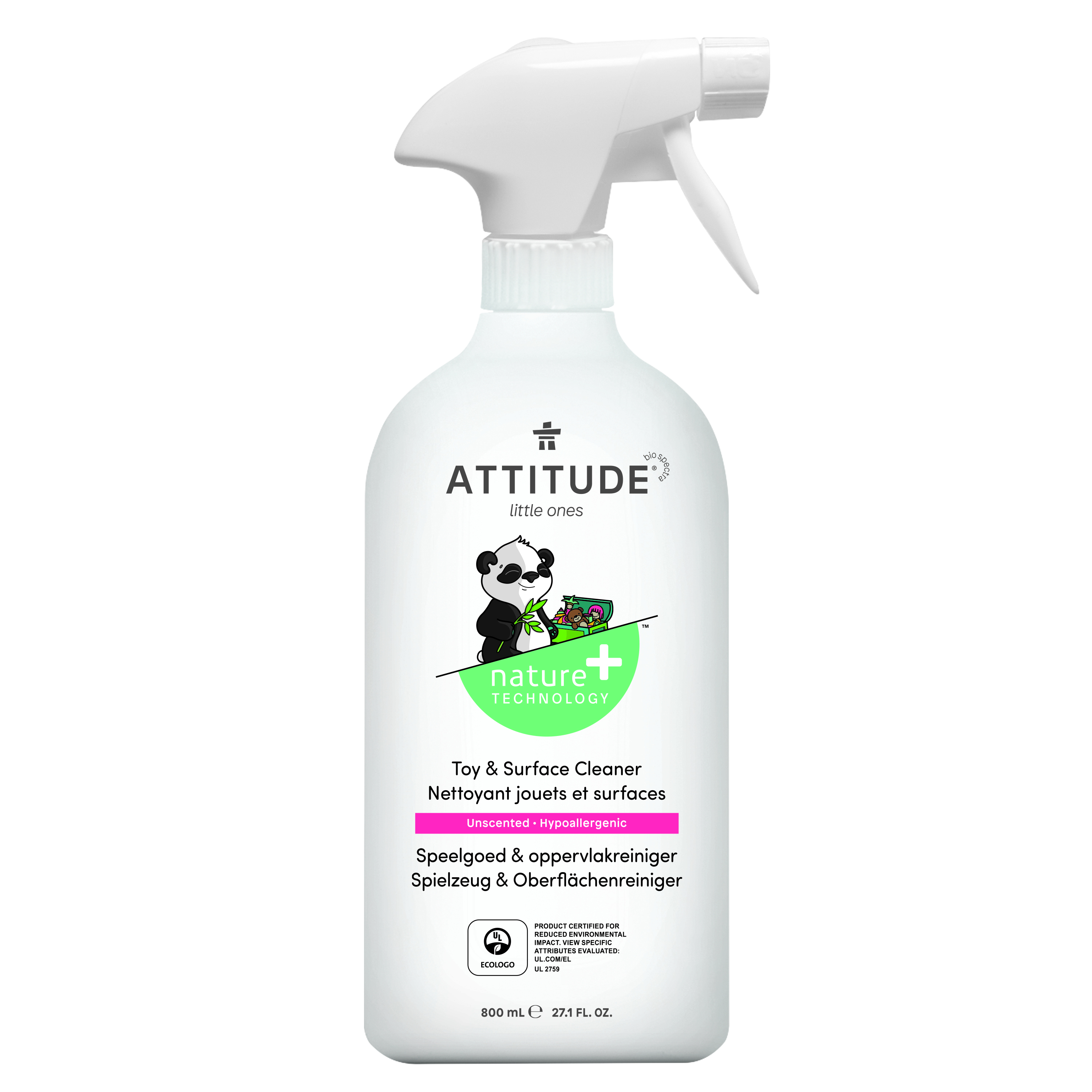 Attitude Čistiaci prostriedok na povrchy a hračky bez vône s rozprašovačom (800 ml)