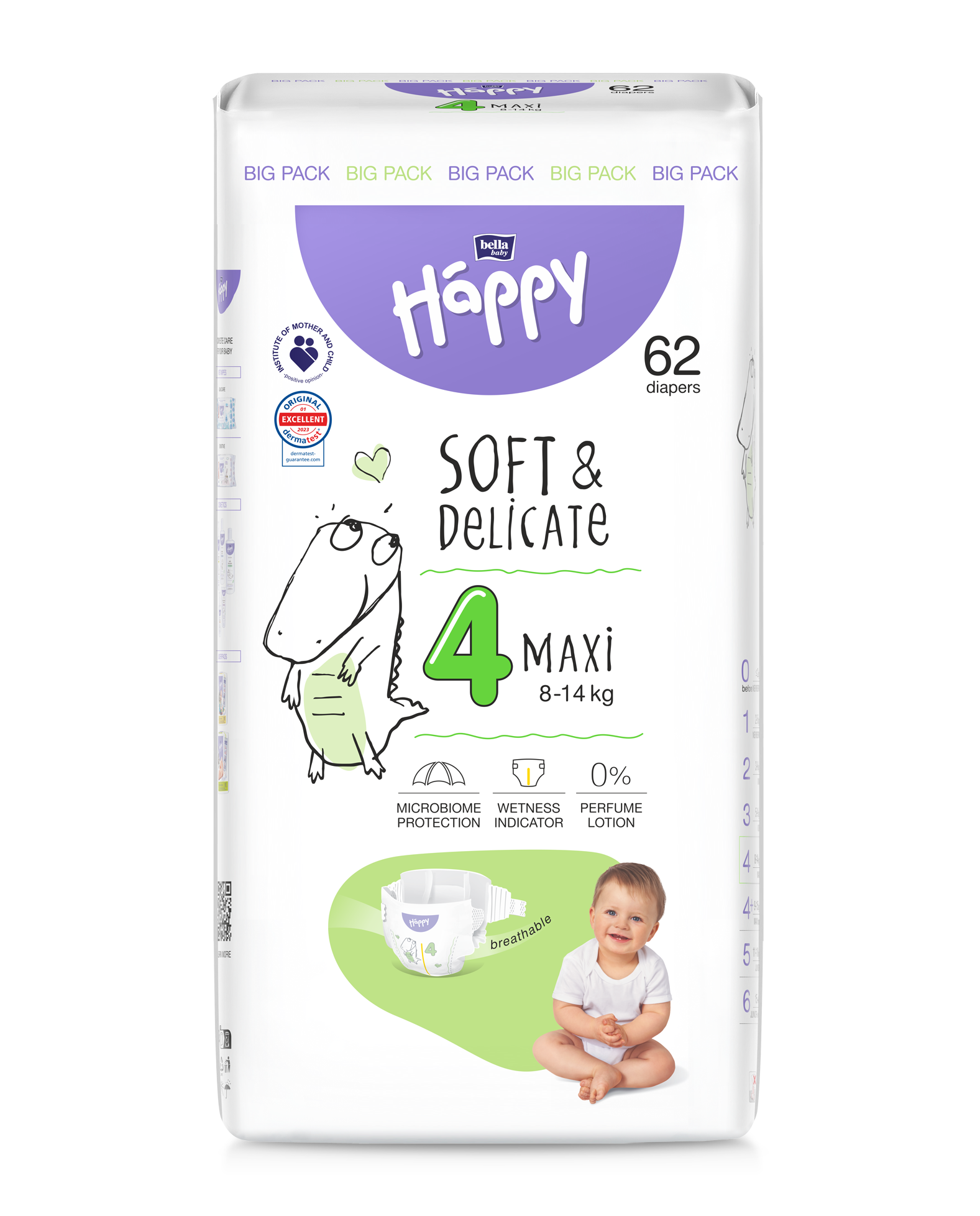 Bella Baby Happy Detské plienky Maxi Big Pack veľ 4 (62 ks)