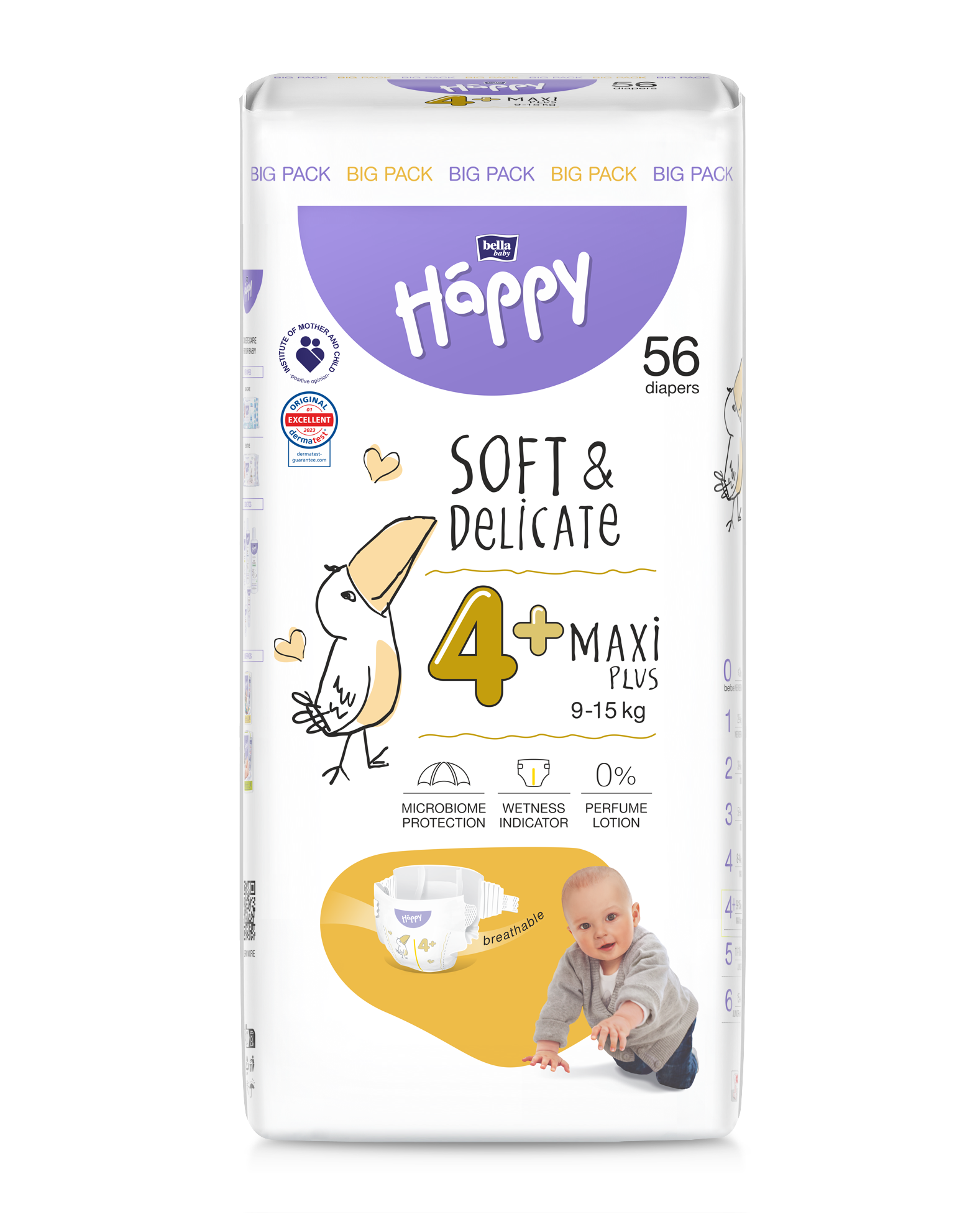 Bella Baby Happy Detské plienky Maxi Plus Pack veľ 4+ (56 ks)