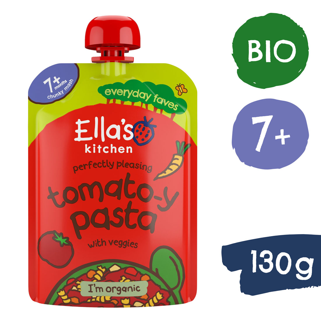 Ella's Kitchen BIO Paradajkové cestoviny so zeleninou (130 g), exp. 31.10.2025