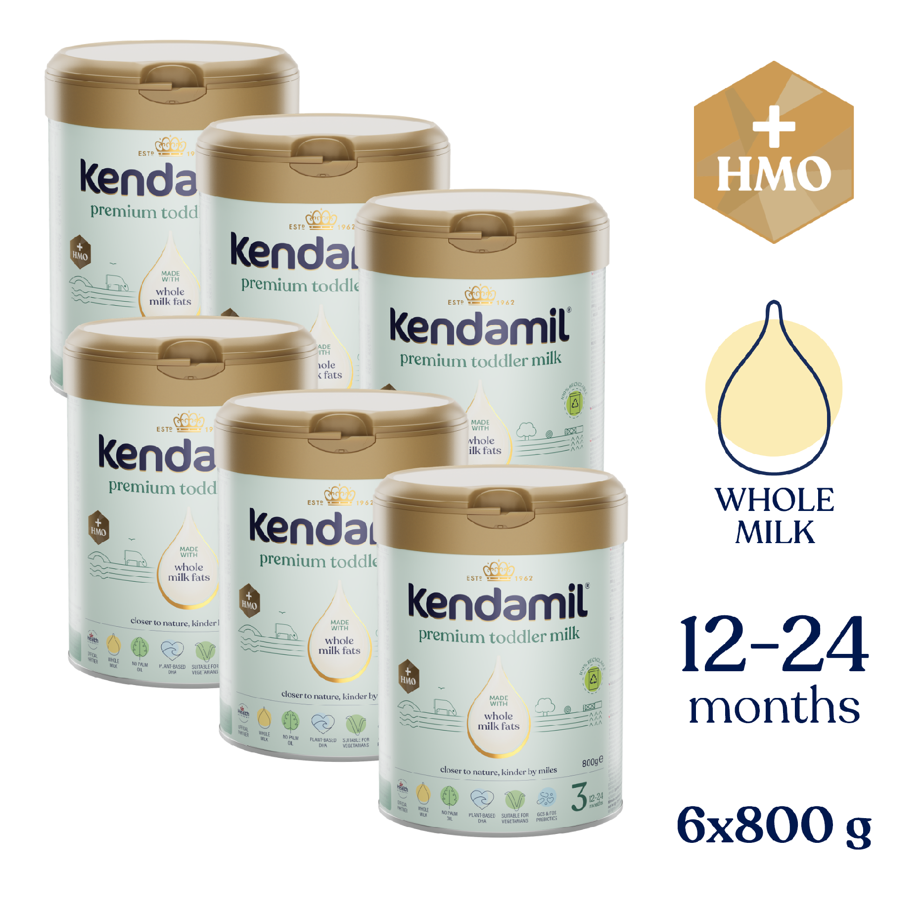 6x Kendamil Premium 3 HMO+ (800 g)