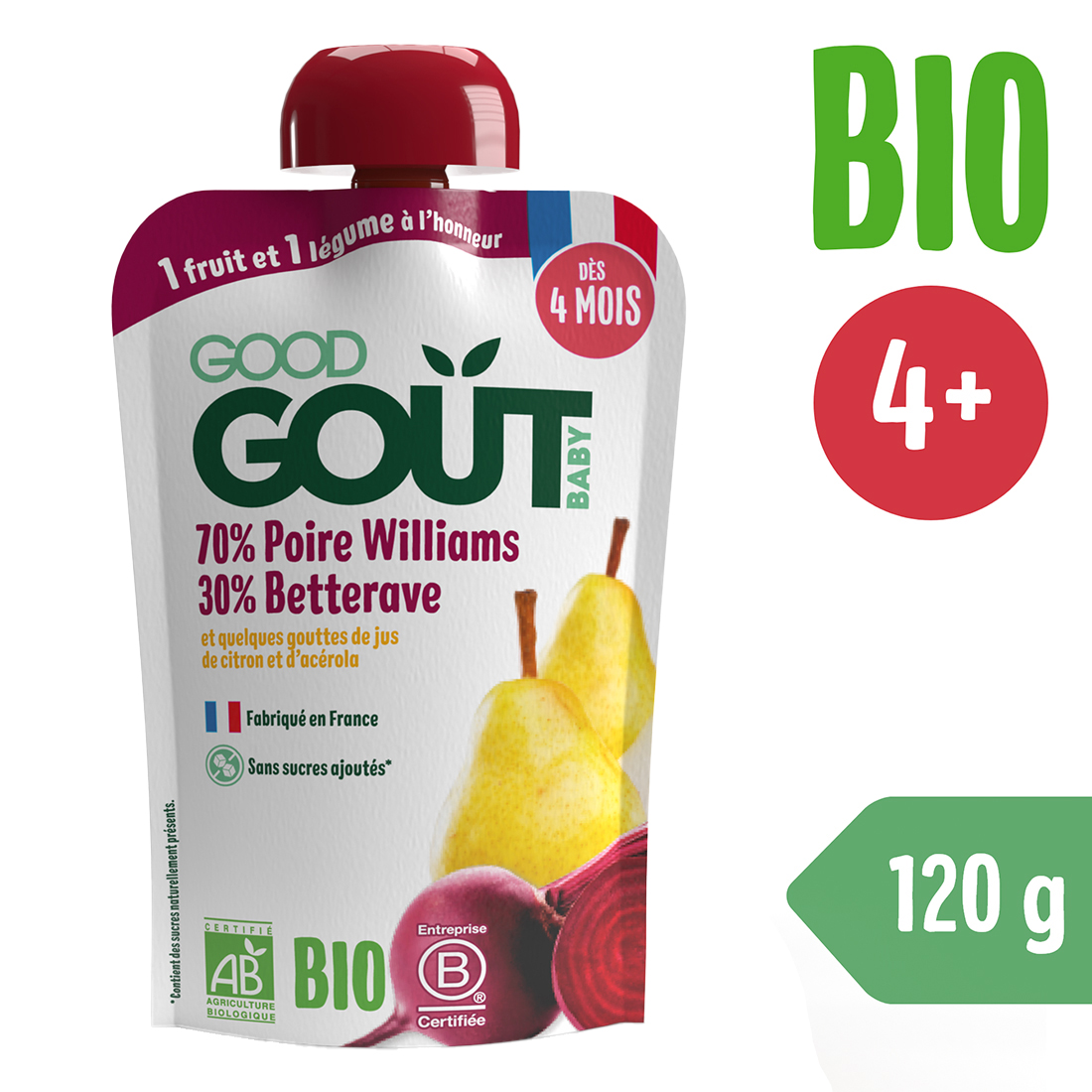 Good Gout BIO Hruška Williams s červenou repou (120 g)