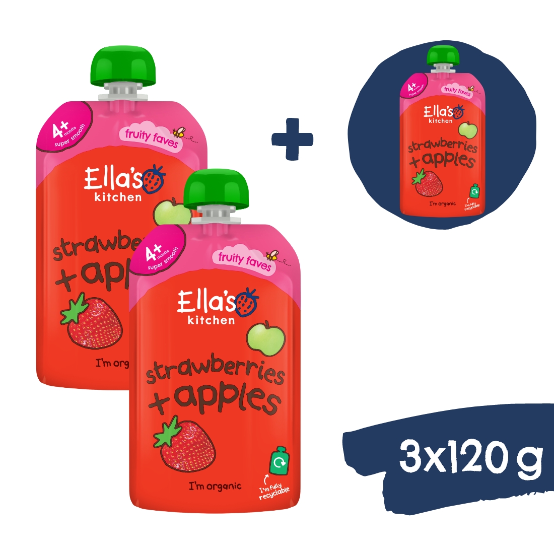 2+1 ZDARMA: Ella's Kitchen BIO Jahoda a jablko (120 g)