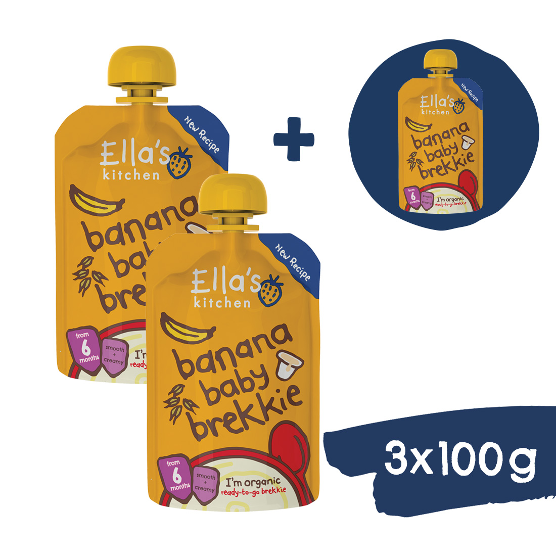 2+1 ZDARMA: Ella's Kitchen BIO Raňajky banán a jogurt (100 g)
