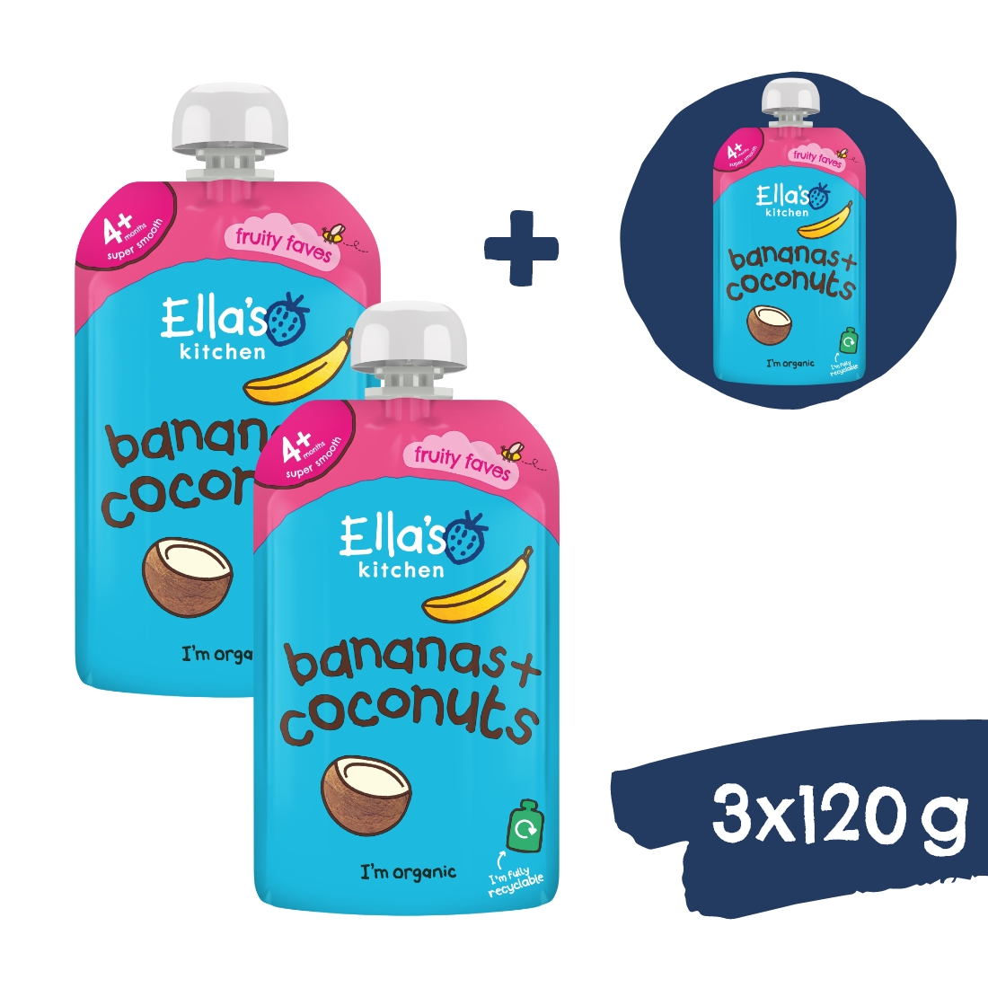 2+1 ZADARMO: Ella's Kitchen BIO Banán a kokos (120 g)