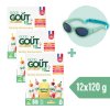 3× Good Goût BIO Ovocný Jackpot (4×120 g) + Dodie slnečné okuliare (0 – 18 mes.), zelené