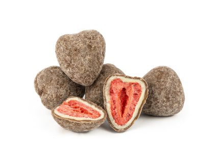 Lyofilizované ( mrazom sušené ) jahody v dvoch tenkých vrstvách bielej a mliečnej čokolády 1000G