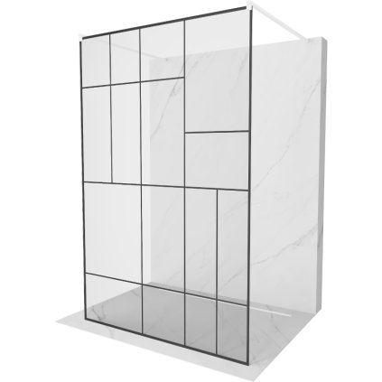 194730 1 mexen kioto priechodna sprchova zastena 100 x 200 cm 8mm sklo cire cierny vzor 2x biela stabilizacna rozpera 800 100 002 20 78